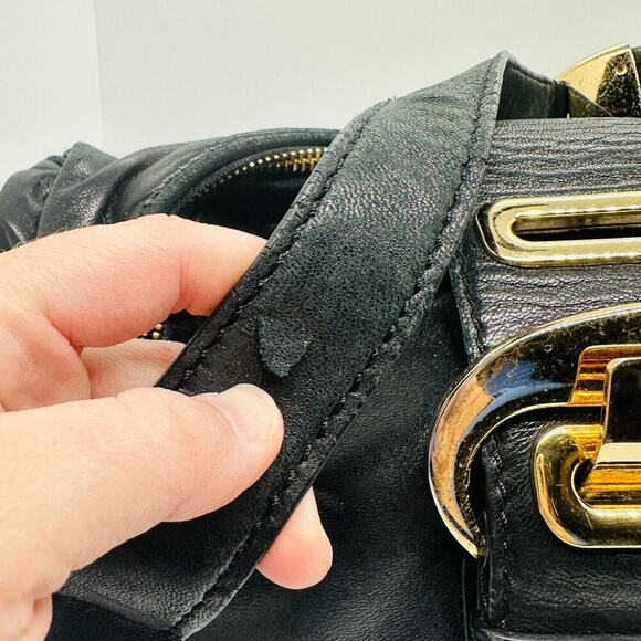 Michael Kors Black Soft Leather Morgan Hobo Gold Hardware Top Zip Bag - Picture 8 of 16